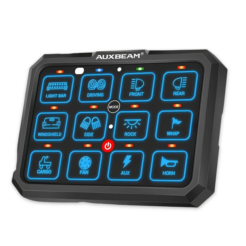 rgb-panel-au106-cover کنترل پنل و صفحه کلید فشاری ۱۲ کلید (Auxbeam) با پس زمینه RGB مدل RB120 - تصویر 1